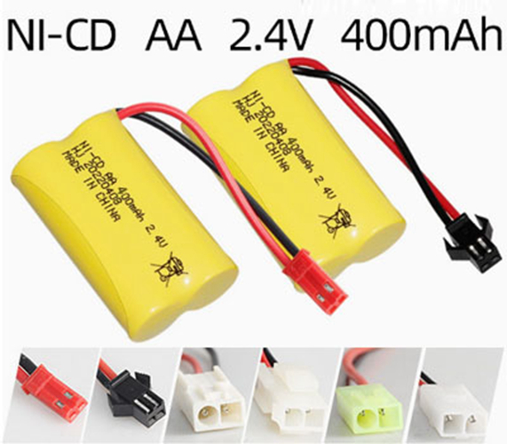 Paquete de batería recargable Ni-Cd 2,4V 400mAh – Tamaño AA Paquete de batería recargable Ni-Cd 2,4V 400mAh – Tamaño AA