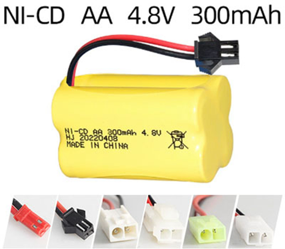  Ni-Cd 4.8V 300mAh Rechargeable Battery Pack – AA Size