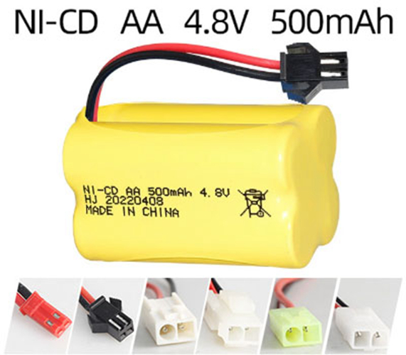 Bloc-batterie rechargeable Ni-Cd 4.8V 500mAh – Format AA Bloc-batterie rechargeable Ni-Cd 4.8V 500mAh – Format AA