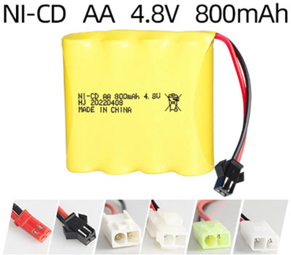 Ni-Cd 4.8V 800mAh Rechargeable Battery Pack – AA Size Ni-Cd 4.8V 800mAh Rechargeable Battery Pack – AA Size