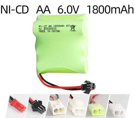 Pacco batteria ricaricabile Ni-Cd 6V 1800mAh – Formato AA Pacco batteria ricaricabile Ni-Cd 6V 1800mAh – Formato AA