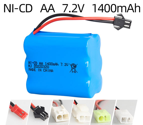 Paquete de batería recargable Ni-Cd 7.2V 1400mAh – Tamaño AA Paquete de batería recargable Ni-Cd 7.2V 1400mAh – Tamaño AA