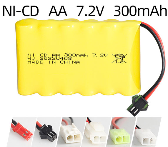 Bloc-batterie rechargeable Ni-Cd 7.2V 300mAh – Format AA Bloc-batterie rechargeable Ni-Cd 7.2V 300mAh – Format AA