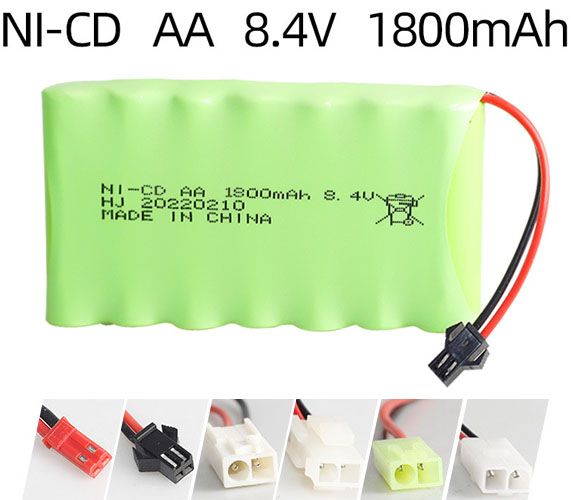 Pacco batteria ricaricabile Ni-Cd 8.4V 1800mAh – Formato AA Pacco batteria ricaricabile Ni-Cd 8.4V 1800mAh – Formato AA