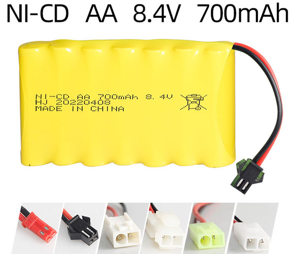Paquete de batería recargable Ni-Cd 8.4V 700mAh – Tamaño AA Paquete de batería recargable Ni-Cd 8.4V 700mAh – Tamaño AA