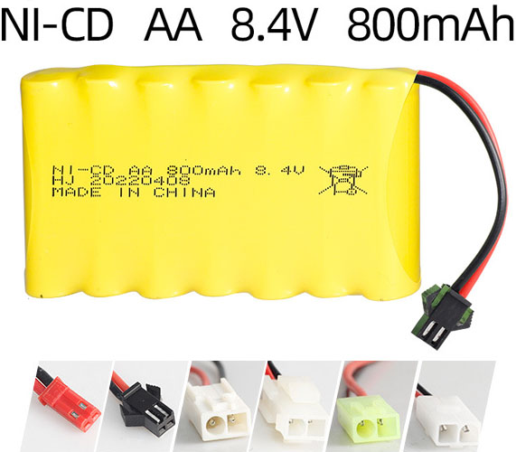 Paquete de batería recargable Ni-Cd 8.4V 800mAh – Tamaño AA Paquete de batería recargable Ni-Cd 8.4V 800mAh – Tamaño AA