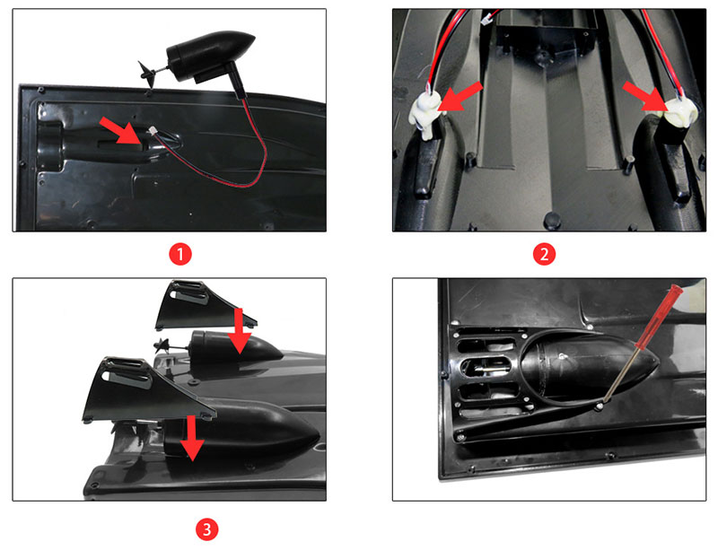 How to install Flytec 2011-5 RC Boat motor and waterproof grass cover？