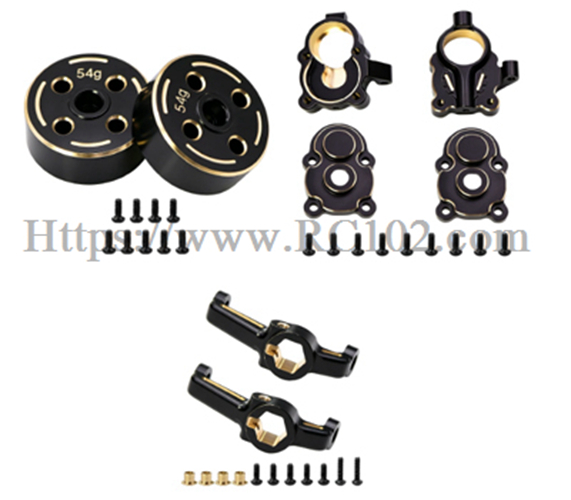  MJX H18P Brass front steering knuckle + cover + front C-hub + weight - Hyper Go RC Car Upgrade spare parts Ford Bronco R BAJA1000
