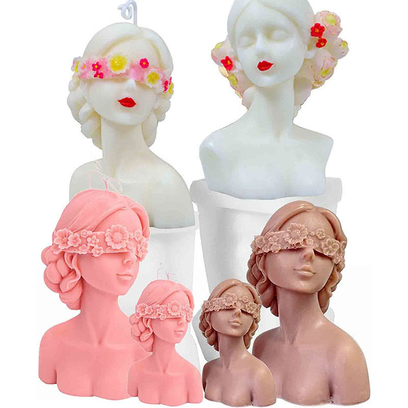 Blindfold Girl portrait mold Aromatherapy candle silicone mold DIY Handmade Painting Gypsum mold