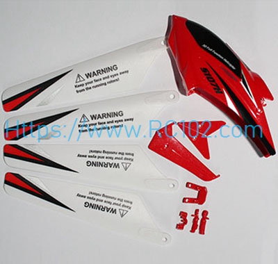[RC102]Head cover + main blade + tail decoration [Red] SYMA S107H RC Helicopter Spare Parts - Click Image to Close