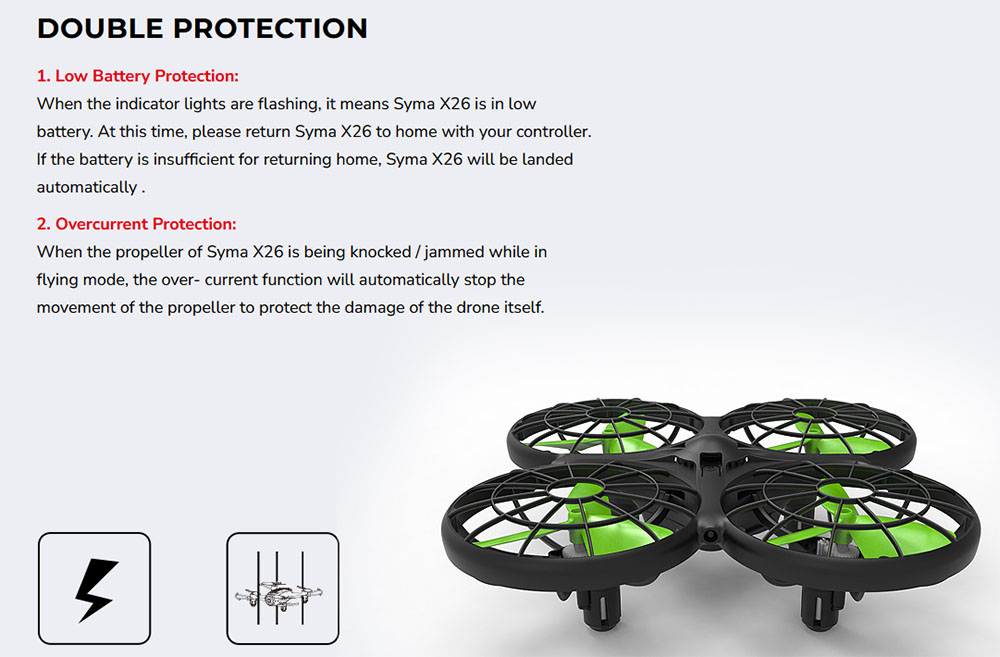 SYMA X26 RC Drone Quadcopter Infrared Obstacle Avoidance One Key Take Off/Landing RC Toy with 3D Rollover Function Toy Gifts