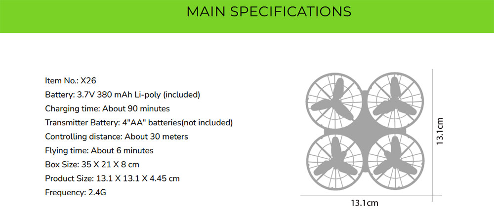 SYMA X26 RC Drone Quadcopter Infrared Obstacle Avoidance One Key Take Off/Landing RC Toy with 3D Rollover Function Toy Gifts