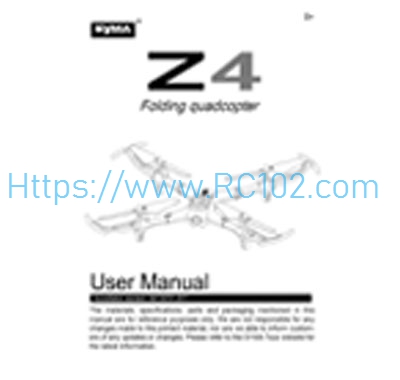 [RC102]English instruction manual SYMA Z4 RC Quadcopter Spare Parts - Click Image to Close