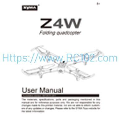 English instruction manual SYMA Z4W RC Quadcopter Spare Parts