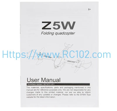 English instruction manual SYMA Z5W RC Helicopter Spare Parts
