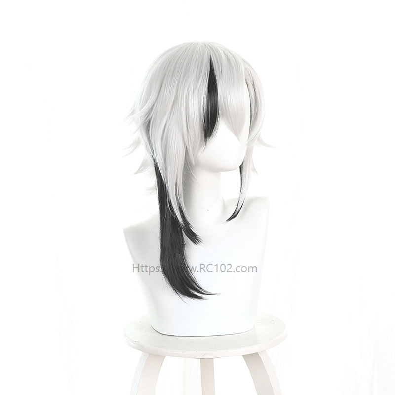 Genshin Impact Arlecchino Silver-tipped gradient black cosplay wig