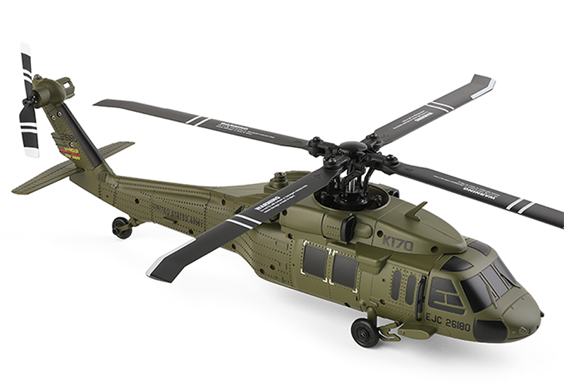 XK K170 UH-60L 2.4G 4CH 6-Axis Gyro Brushless Motor Military Green RC Helicopter