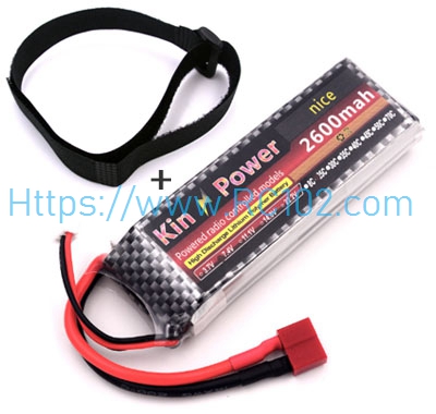 [RC102] 7.4V 2600mAh battery+Velcro straps WLtoys 104009 RC Car Spare Parts
