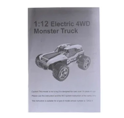 [RC102] English manual book WLtoys 12402-A RC Car Spare Parts