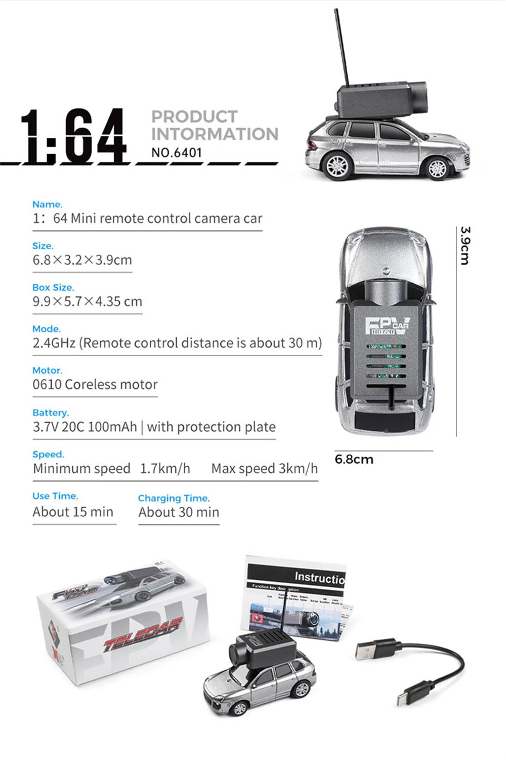Wltoys 6401 1/64 FPV RC Car Wifi Camera Photos Videos VR App Control Built In Gyro Drift Desktop Micro 3 Speed On-Road Mini Full Proportional Vehicles Models Toys